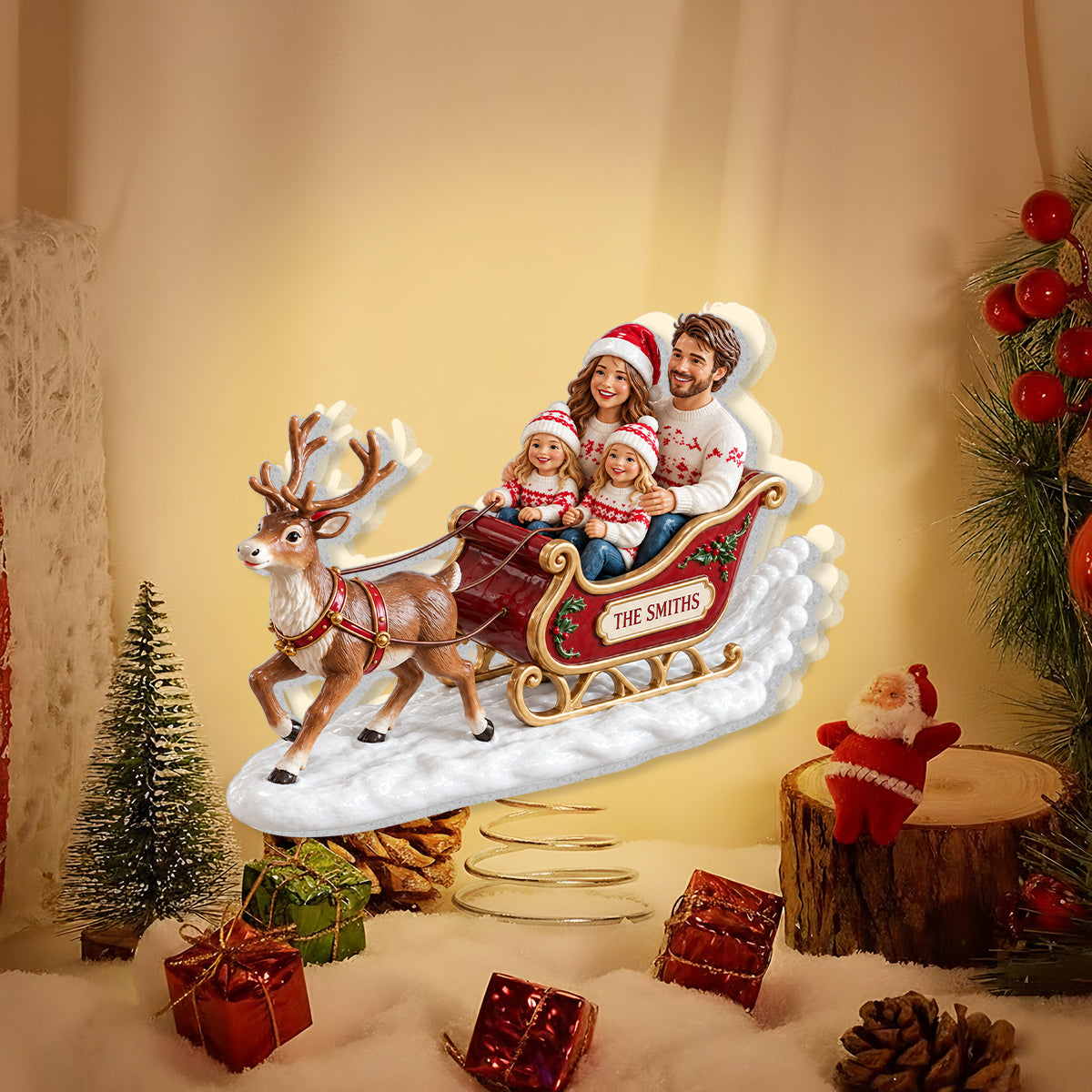 Dashing Through The Snow Christmas Family Gift - Personalized Family LED Light Tree Topper