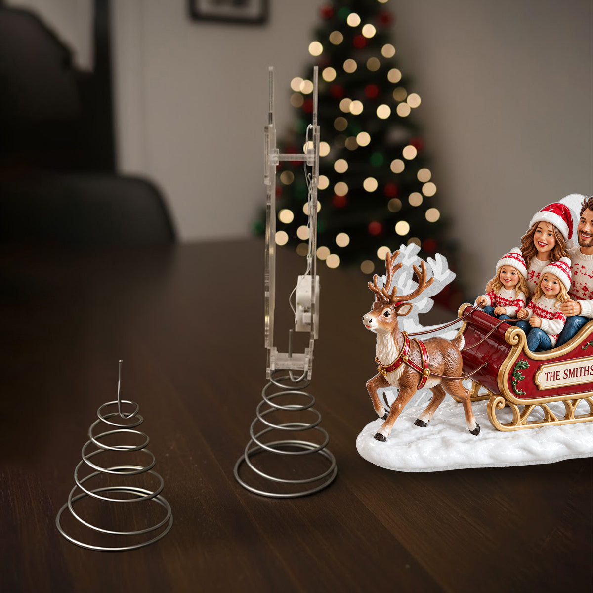Dashing Through The Snow Christmas Family Gift - Personalized Family LED Light Tree Topper
