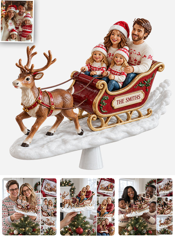 Dashing Through The Snow Christmas Family Gift - Personalized Family LED Light Tree Topper