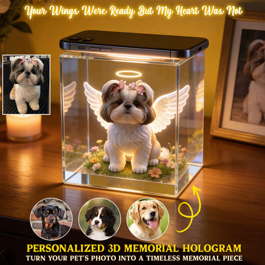 Your Wings Were Ready But My Heart Was Not - Personalized Dog 3D Memory Box