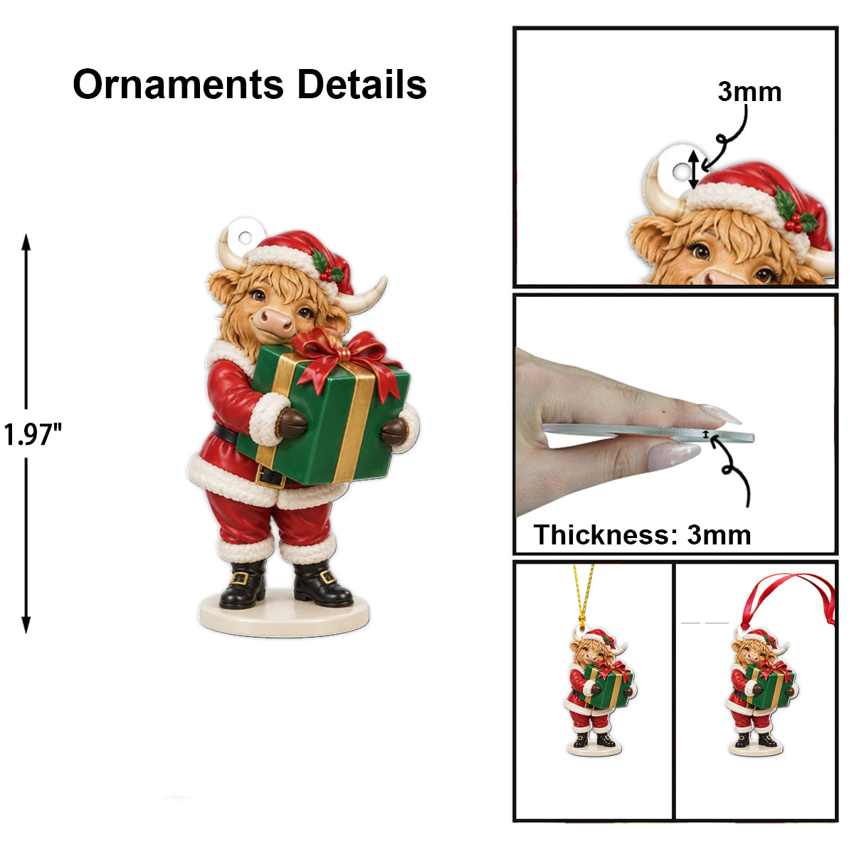 Highland Cow Christmas Couple Gift - Personalized Highland Cow Folded Advent Calendar With Ornaments