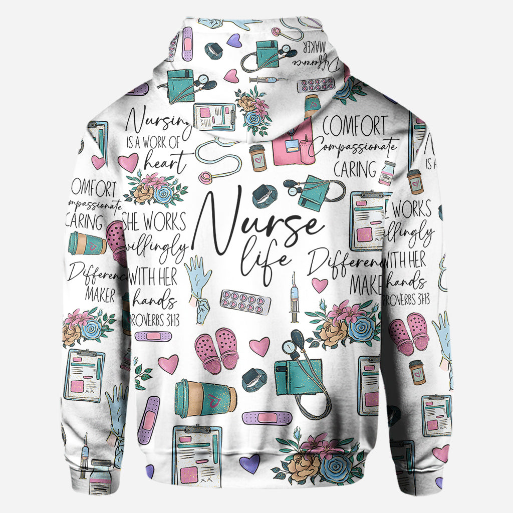 Nursing Is A Work Of Heart - Personalized Nurse All Over Shirt