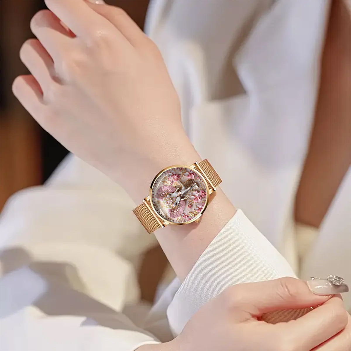 Pink Glowing Elephant - Personalized Elephant Women Hand Watch