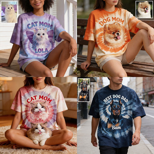 Tie Dye Style Shirt For Pet Owner - Personalized Dog All Over Shirt
