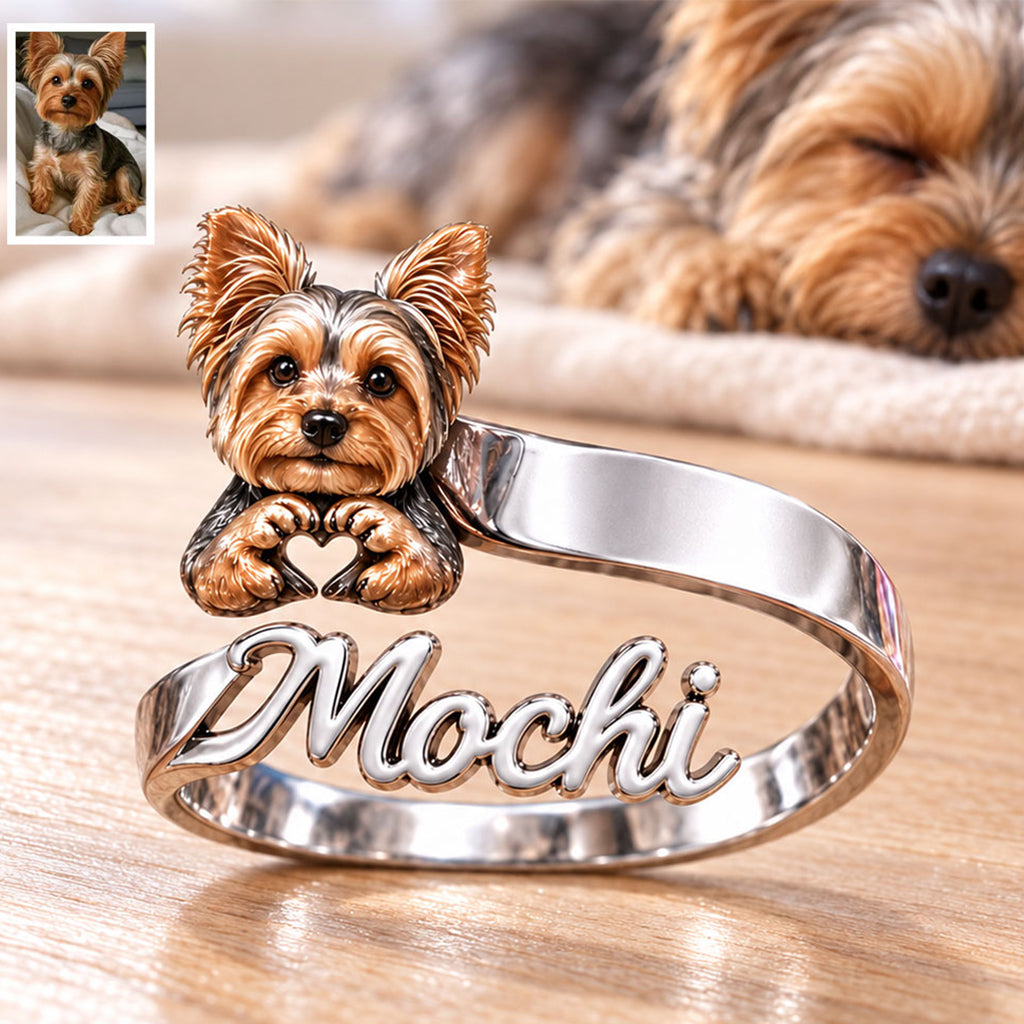 Customize With Any Photo & Name - Personalized Dog Adjustable Shaped Ring