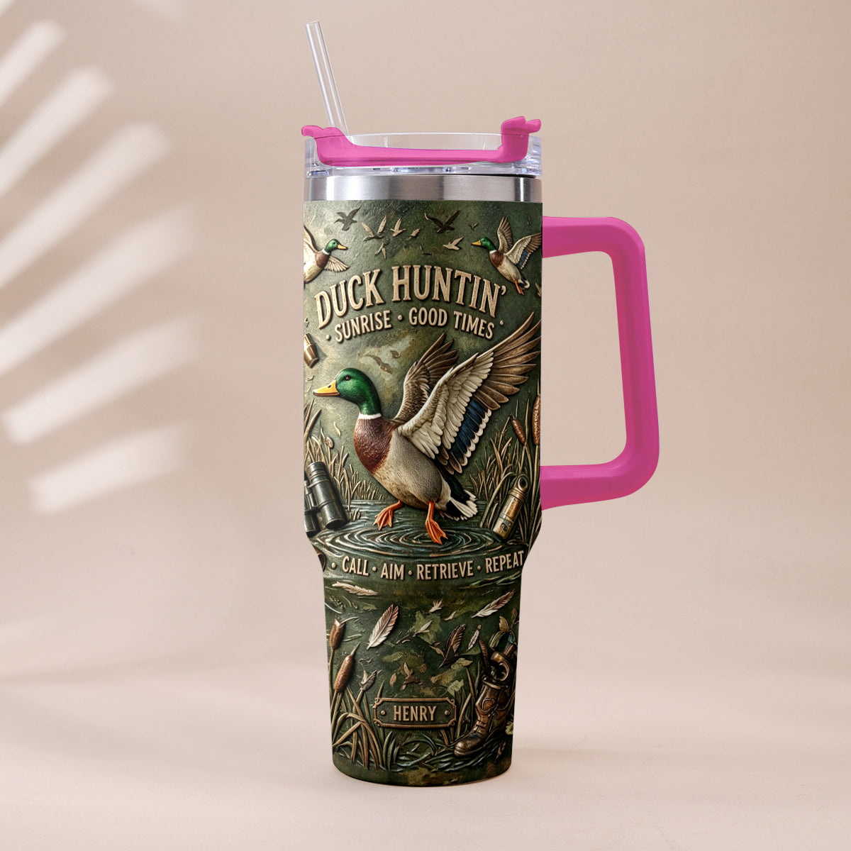 It's Hunting Season - Personalized Hunting Tumbler With Plush Charm