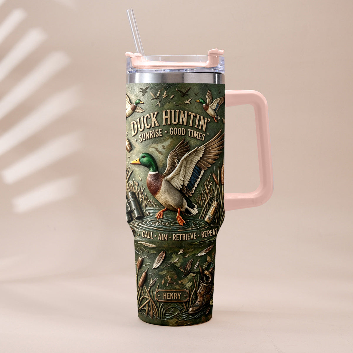 It's Hunting Season - Personalized Hunting Tumbler With Plush Charm