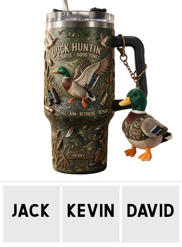 It's Hunting Season - Personalized Hunting Tumbler With Plush Charm