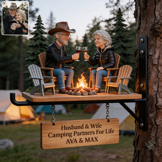 Welcome To Our Campsite - Personalized Camping Wooden Wall Mount Sign