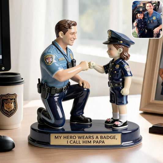 Our Hero Wears A Badge We Call Him Dad - Personalized Police Officer Premium 3D Figurine