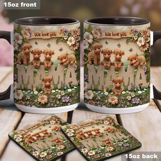 Cute Highland Cow Mama - Personalized Mother Accent Mug