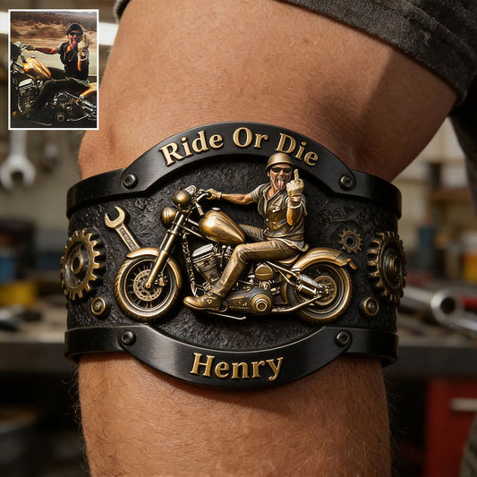 Ride Or Die - Personalized Biker Shaped Cuff Bracelet