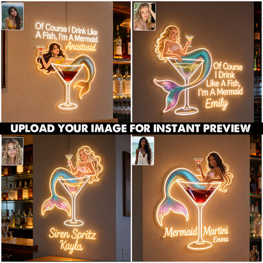 Tipsy Mermaid - Personalized Cocktail LED Light Acrylic Sign