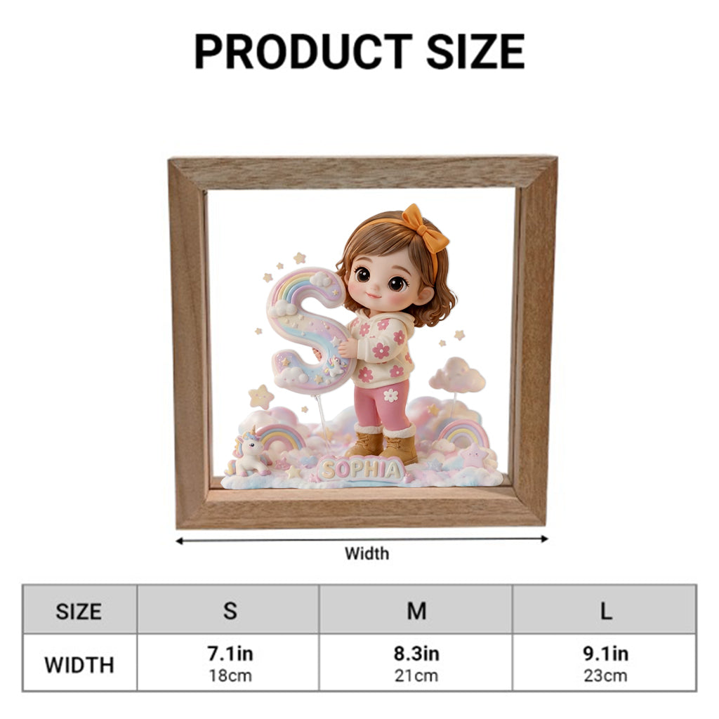 Custom Any Theme Gift Box For Kid, Dinosaur/ Unicorn/ Mermaid/... - Personalized Kid Wooden Frame LED Light