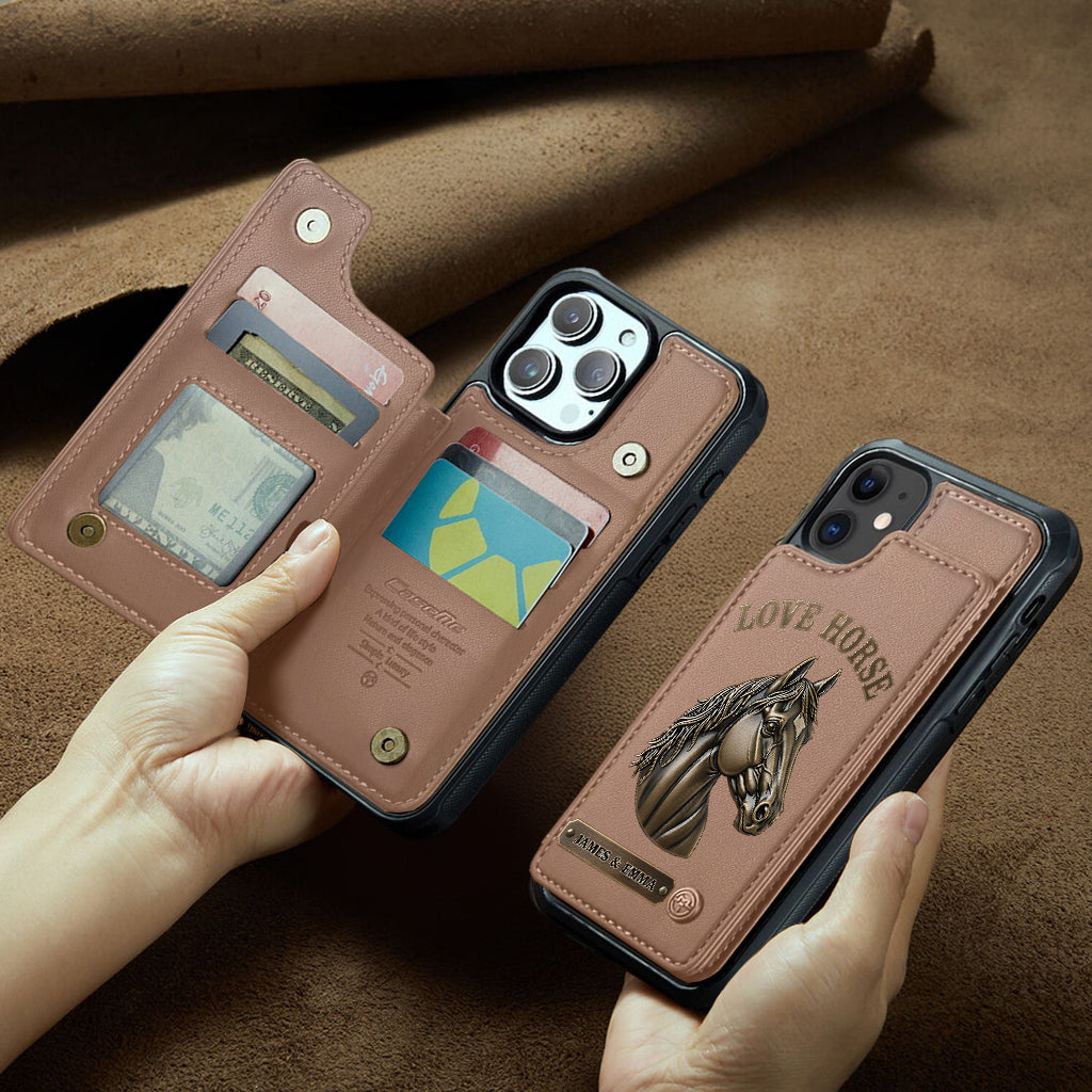 Love Horse - Personalized Horse Wallet Phone Case