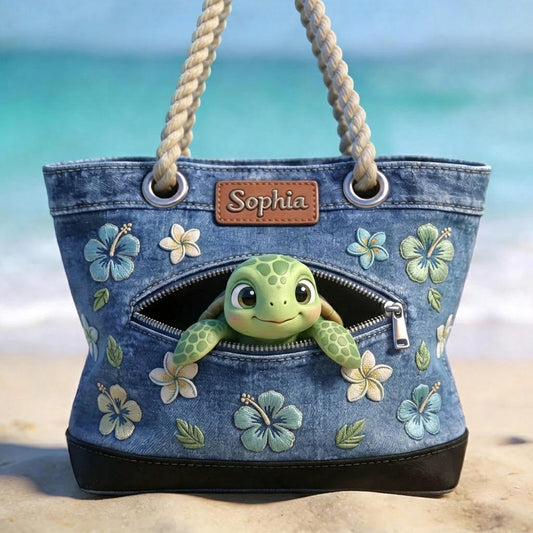 Salty Lil' Beach - Personalized Turtle Beach Bag
