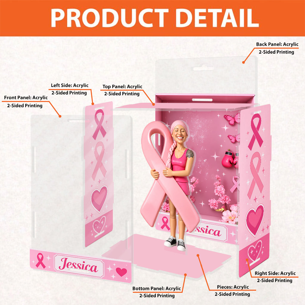 Pink Fighter - Personalized Breast Cancer Awareness Acrylic Display Box