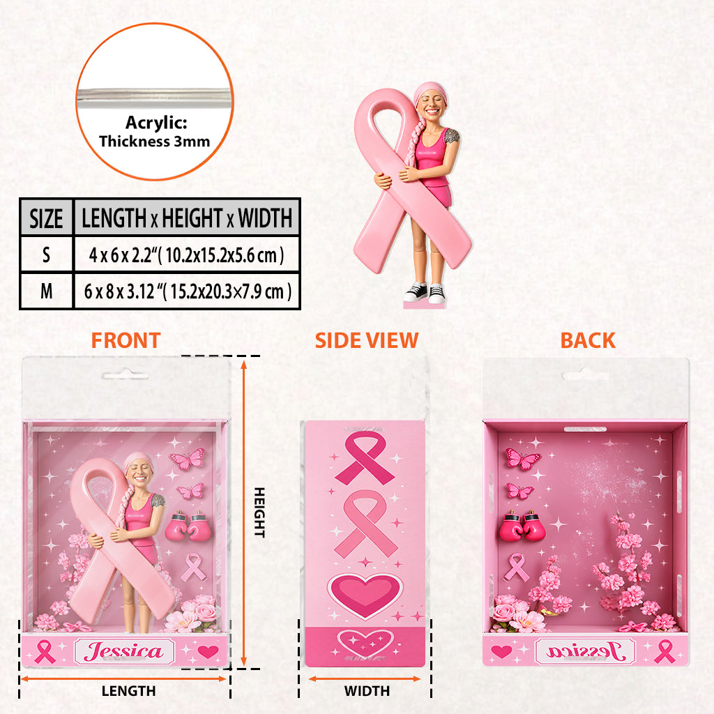 Pink Fighter - Personalized Breast Cancer Awareness Acrylic Display Box