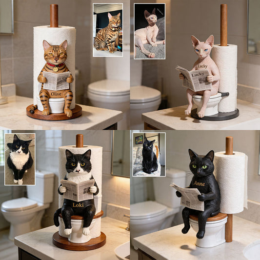 Pet On Toilet - Personalized Cat Paper Towel Stand