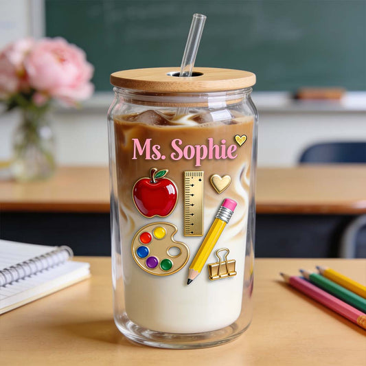 Teach With Love - Personalized Teacher Can Glass