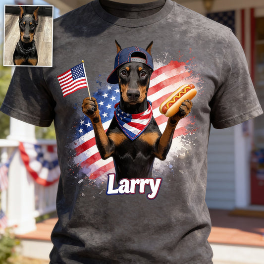 Patriotic USA - Personalized Dog Washed T-Shirt
