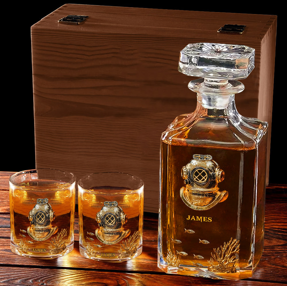 Scuba Diving Lovers Gift - Personalized Scuba Diving Whiskey Glass