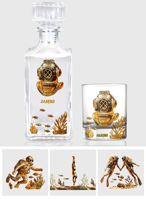 Scuba Diving Lovers Gift - Personalized Scuba Diving Whiskey Glass