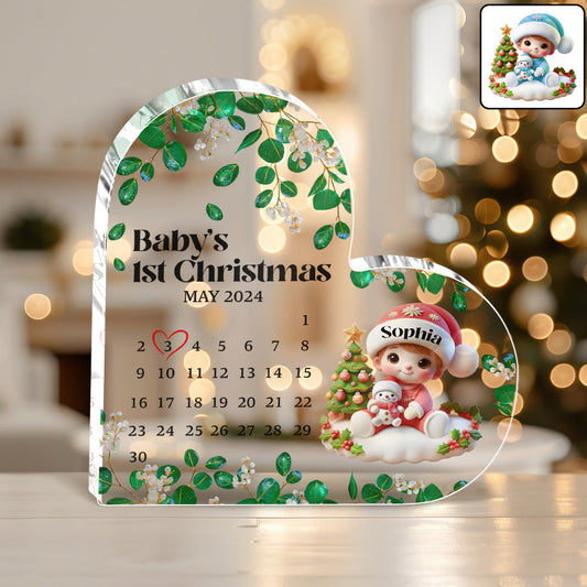 Baby 1st Christmas - Personalized Family Custom Shaped Acrylic Plaque