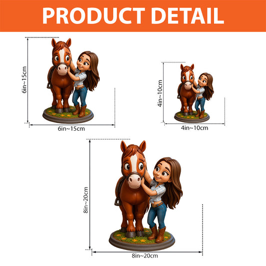 Love Horses Cartoonish Style - Personalized Horse Custom Shaped Acrylic Plaque