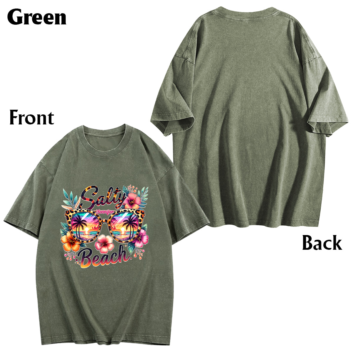 Salty Beach - Personalized Sea Lover Wash T-Shirt
