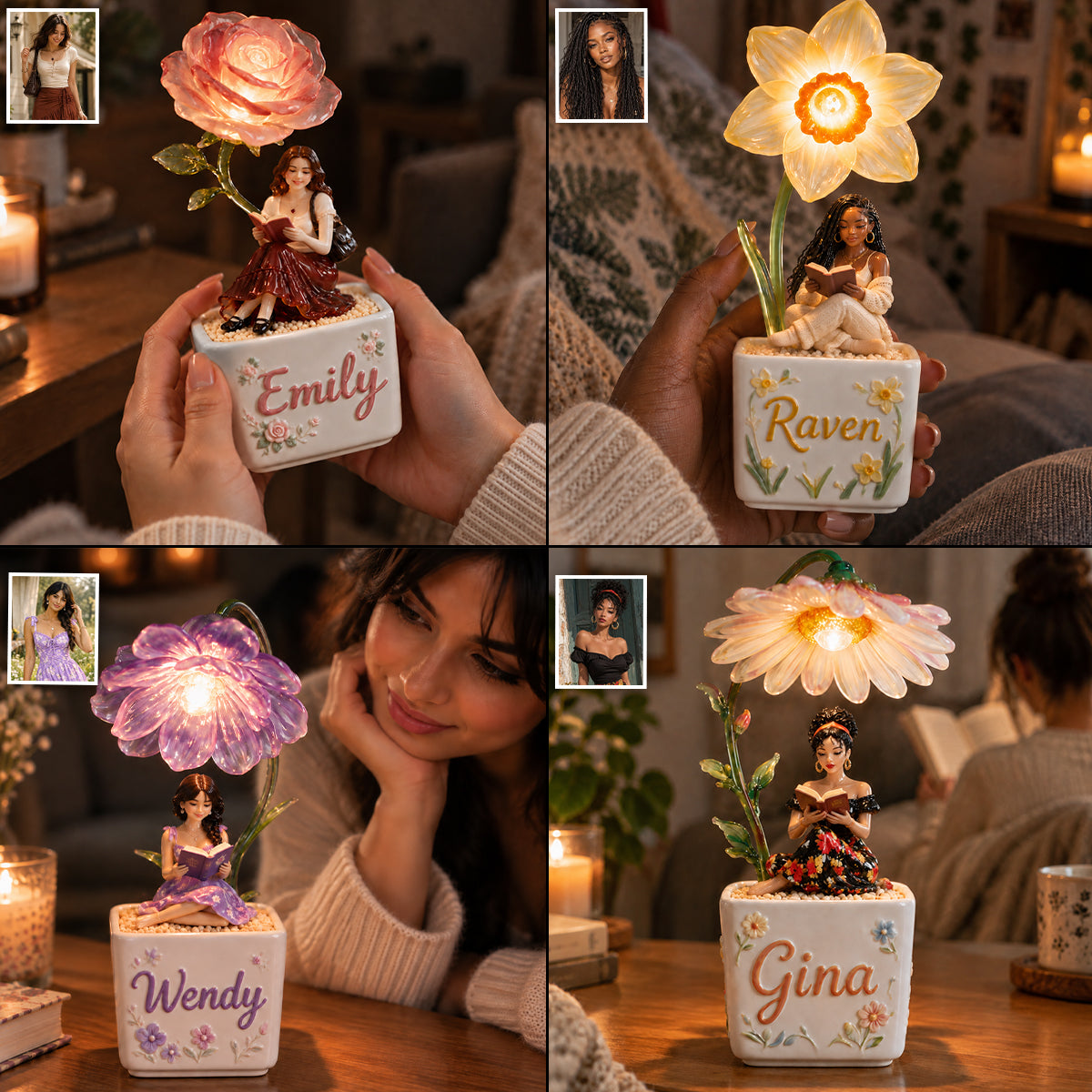 Bloom Within - Personalized Book LED Light Ceramic Pot