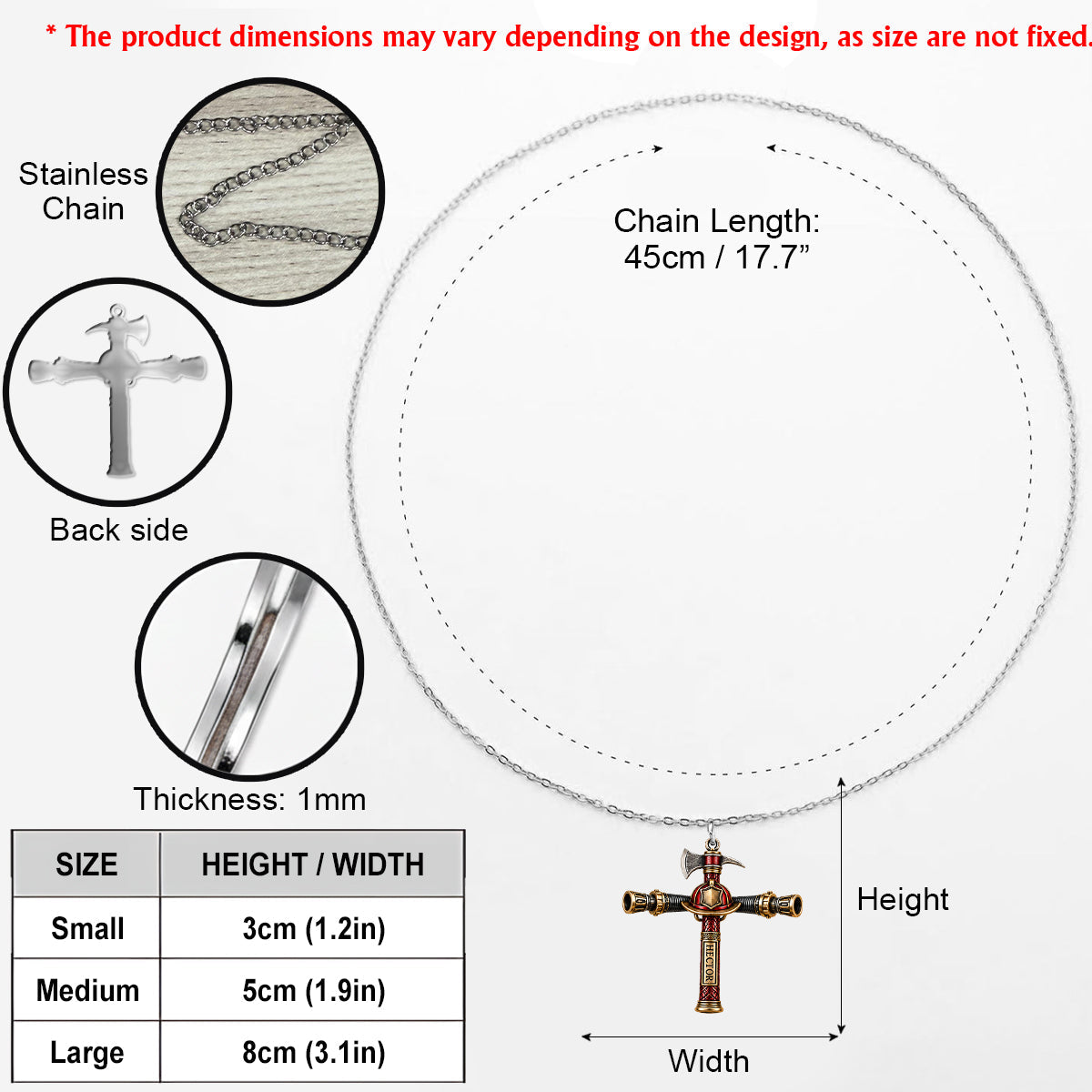 Strengthened By Christ - Personalized Firefighter Shaped Metal Pendant Necklace