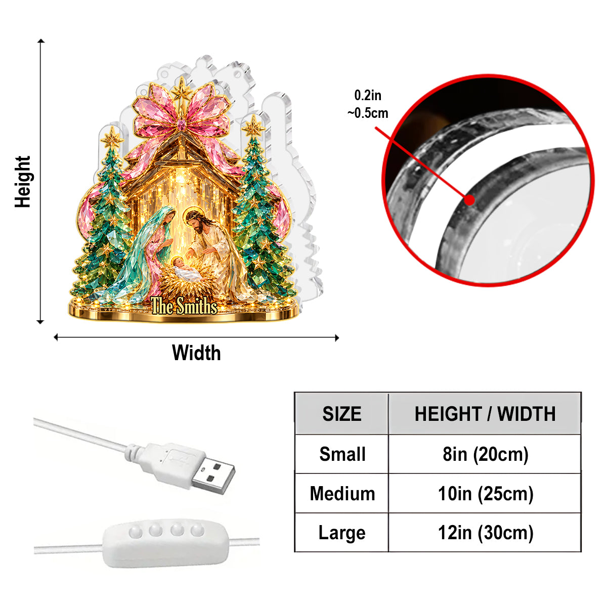 O Holy Night - Personalized Christian Acrylic LED Night Light
