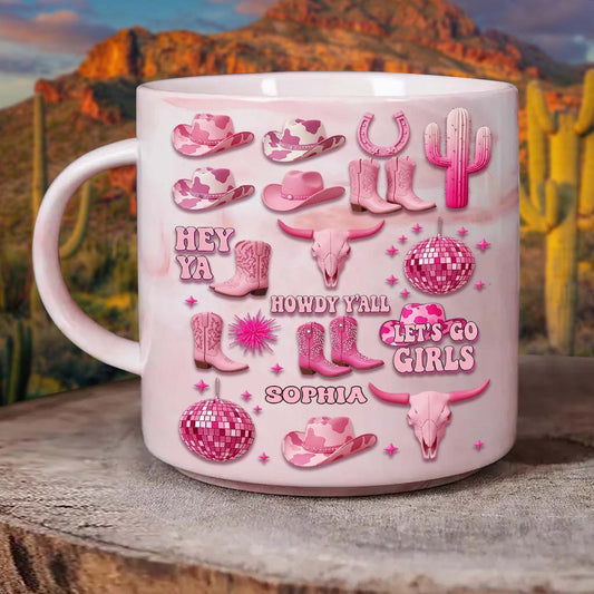 Pink Cowgirl - Personalized Cowgirl Marble Mug
