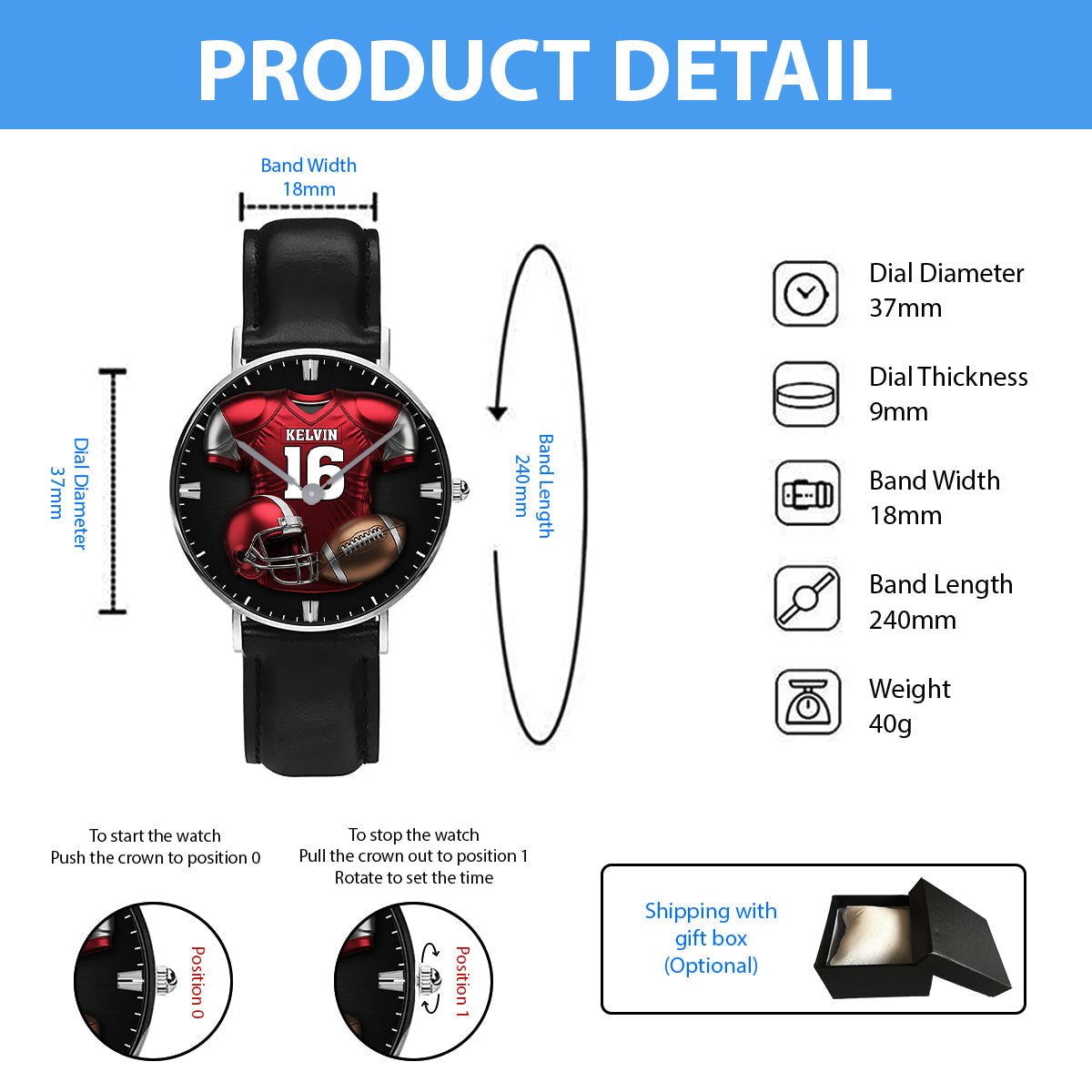 Love Football - Personalized Football Hand Watch