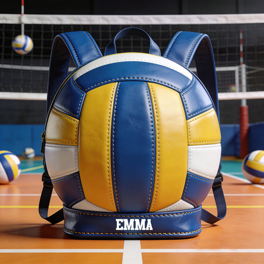 Love Volleyball - Personalized Volleyball Changeable Leather Patch Backpack