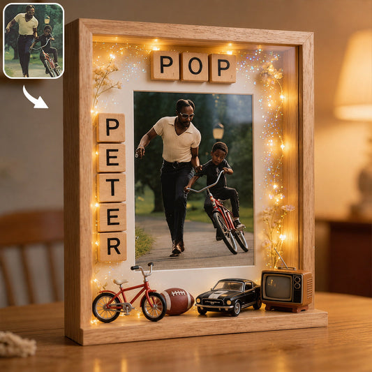 Unique Father's Day Gift, Custom From Any Photo - Personalized Father Picture Frame Light Box