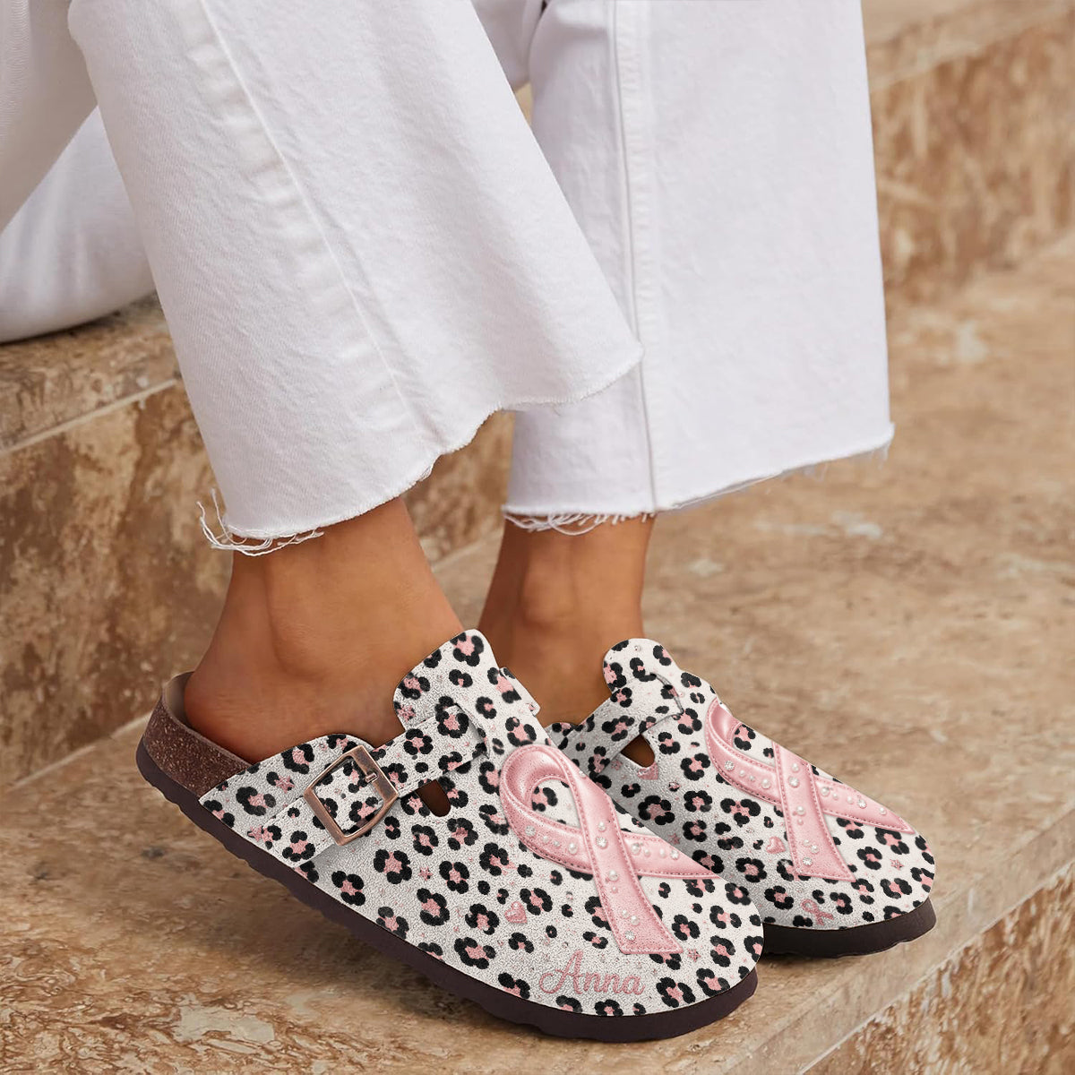 Pink Ribon - Personalized Breast Cancer Awareness Clogs With Arch Support