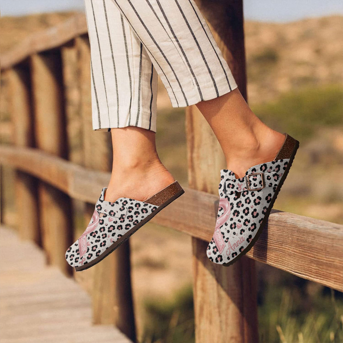 Pink Ribon - Personalized Breast Cancer Awareness Clogs With Arch Support