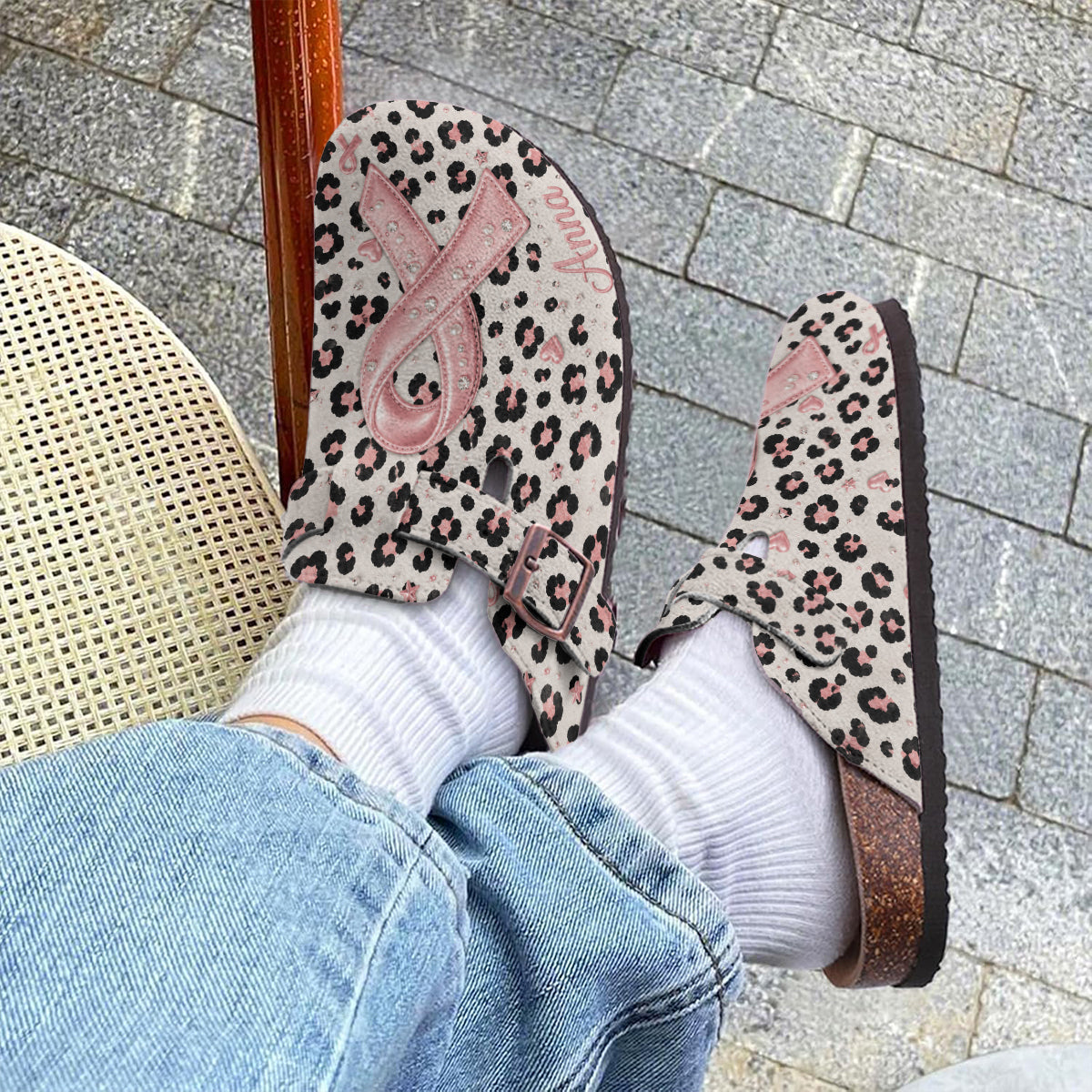Pink Ribon - Personalized Breast Cancer Awareness Clogs With Arch Support
