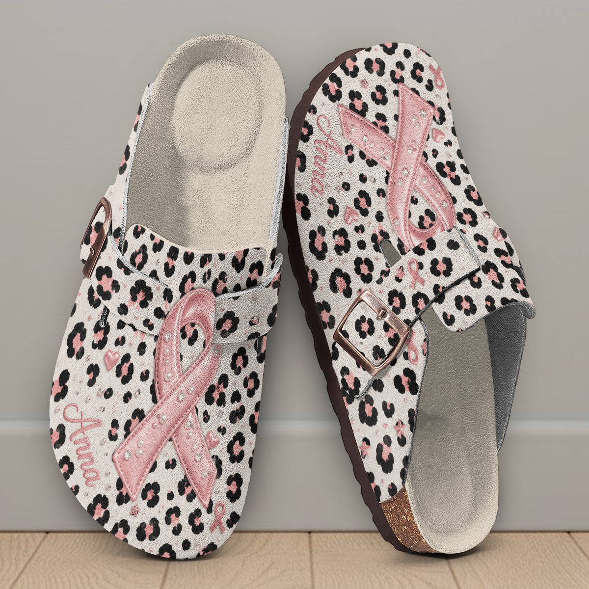 Pink Ribon - Personalized Breast Cancer Awareness Clogs With Arch Support