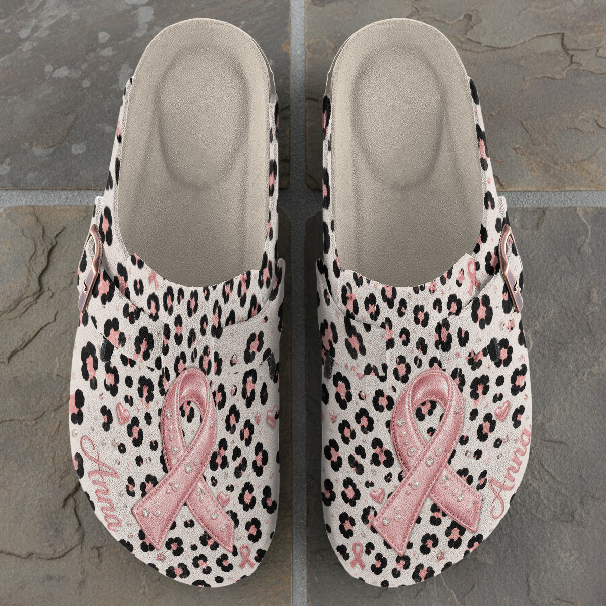 Pink Ribon - Personalized Breast Cancer Awareness Clogs With Arch Support