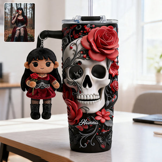 Love Skulls - Personalized Skull Tumbler With Plush Charm