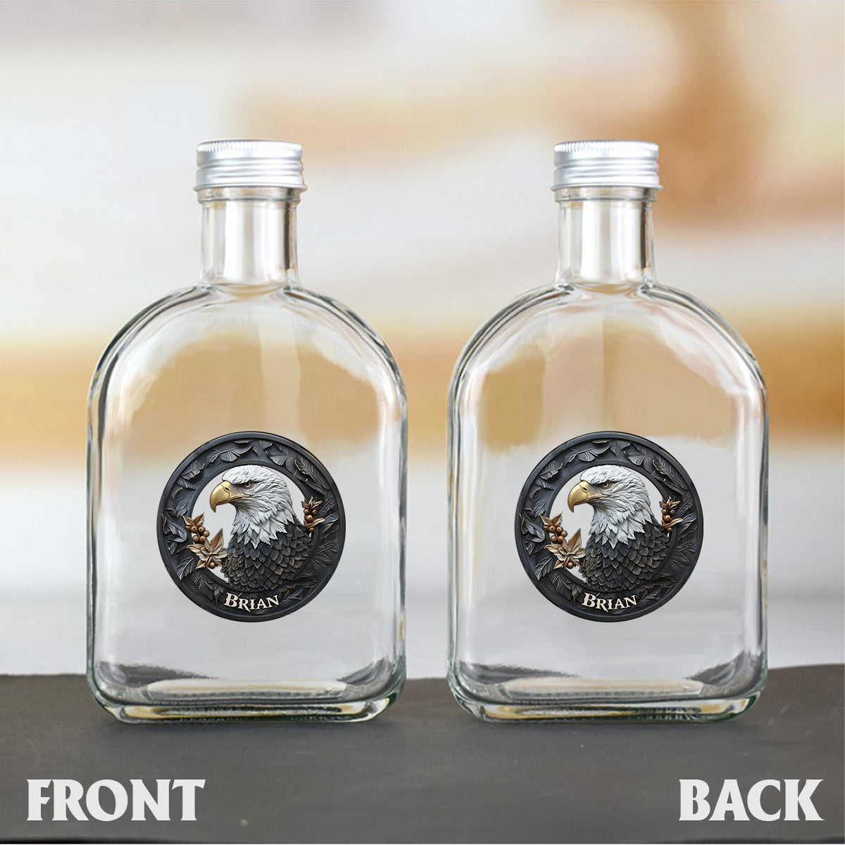 Strong Eagle - Personalized Bald Eagle Whiskey Bottle & Glass