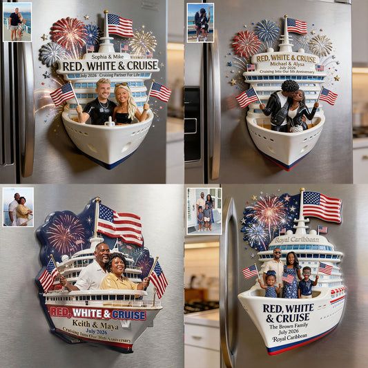 Red, White & Cruise - Personalized Cruising Magnet