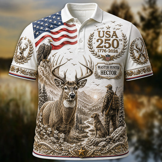 USA 250th Hunter - Personalized Hunting Polo Shirt