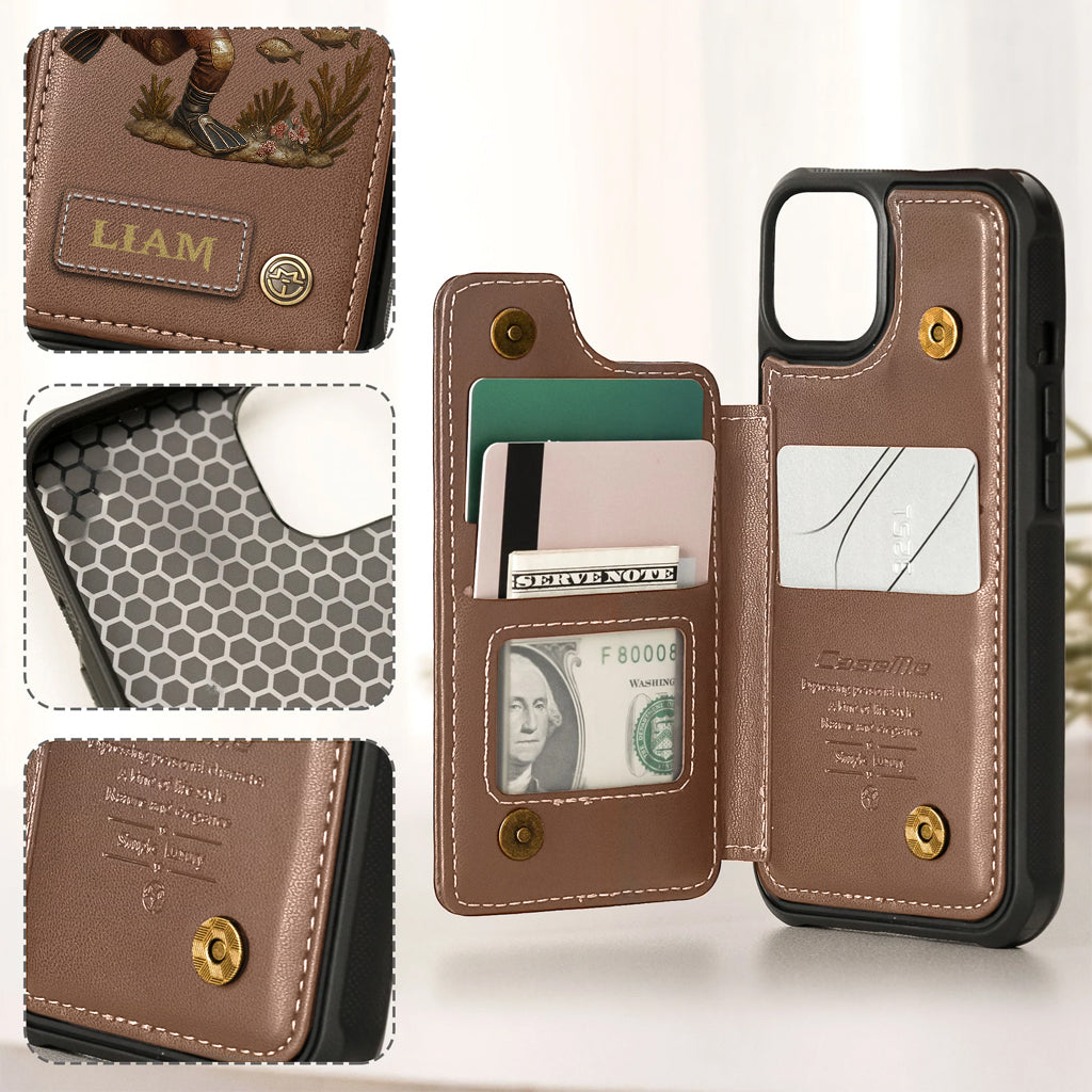 Scuba Diving Lovers Gift - Personalized Scuba Diving Wallet Phone Case