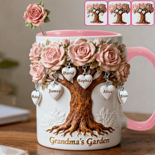 Perfect Gift For Mom, Grandma - Personalized Grandma Set Accent Mug with Acrylic Stirrers