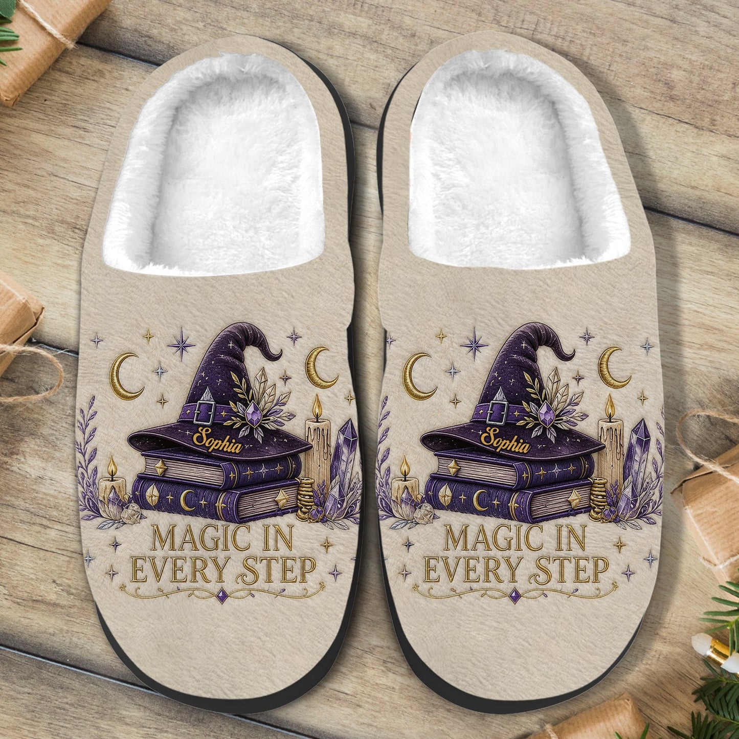 Magic In Every Step - Personalized Witch Open-Toe Slippers