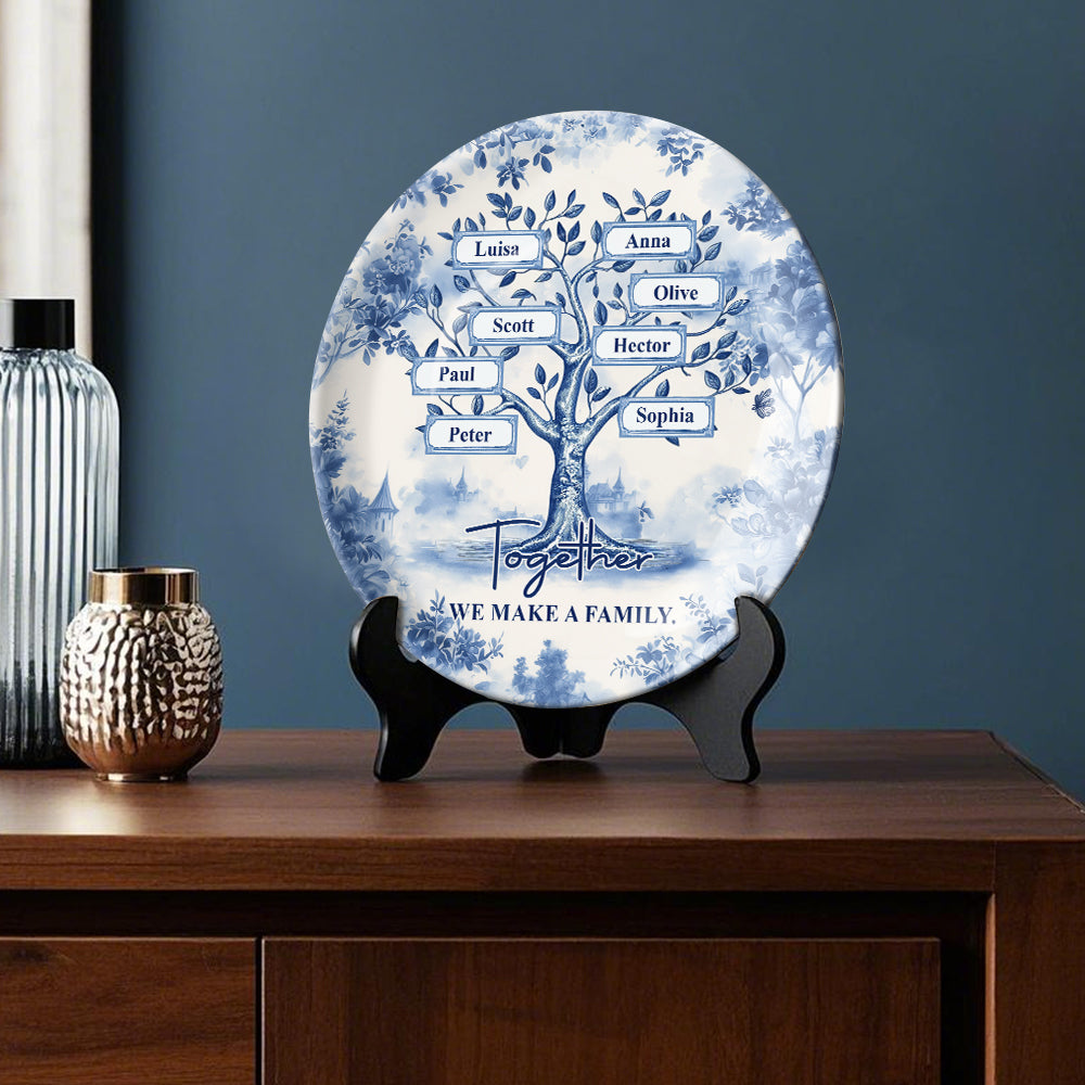 Together We Make A Family - Personalized Family Ceramic Round Plate